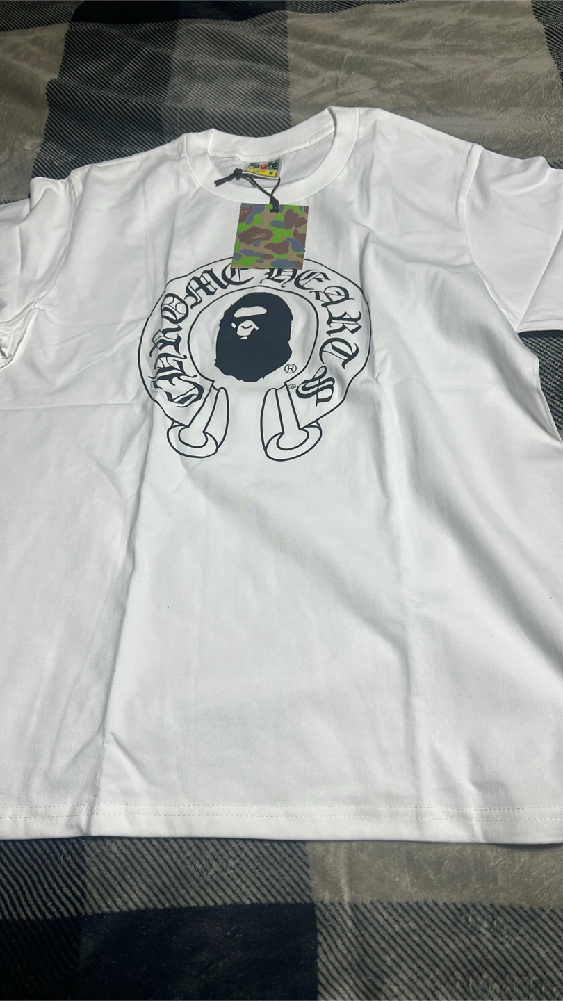 BAPE x Chrome Hearts White T-Shirt Size M