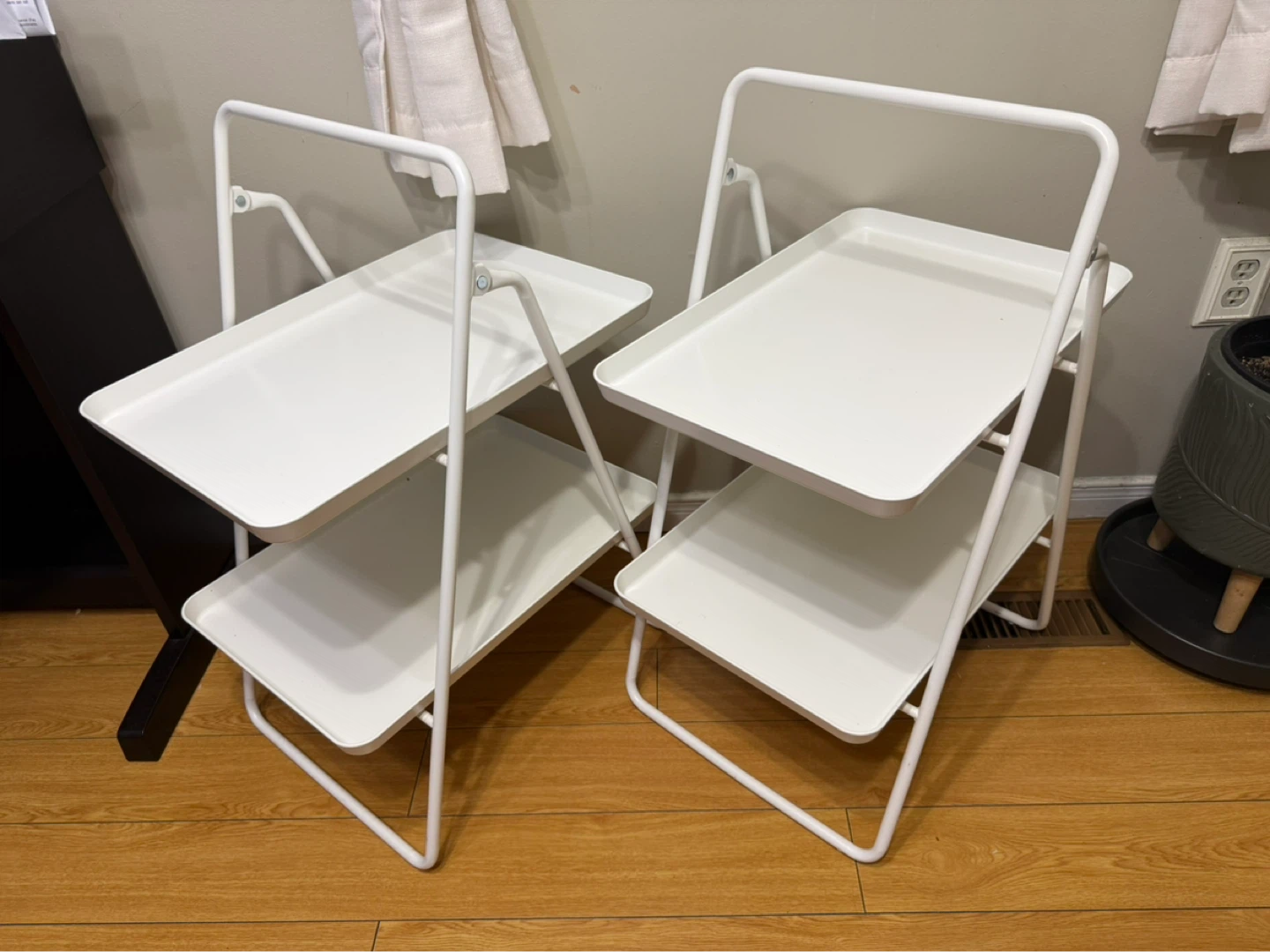 White Two-Tier Folding Tray Stand - photo 2