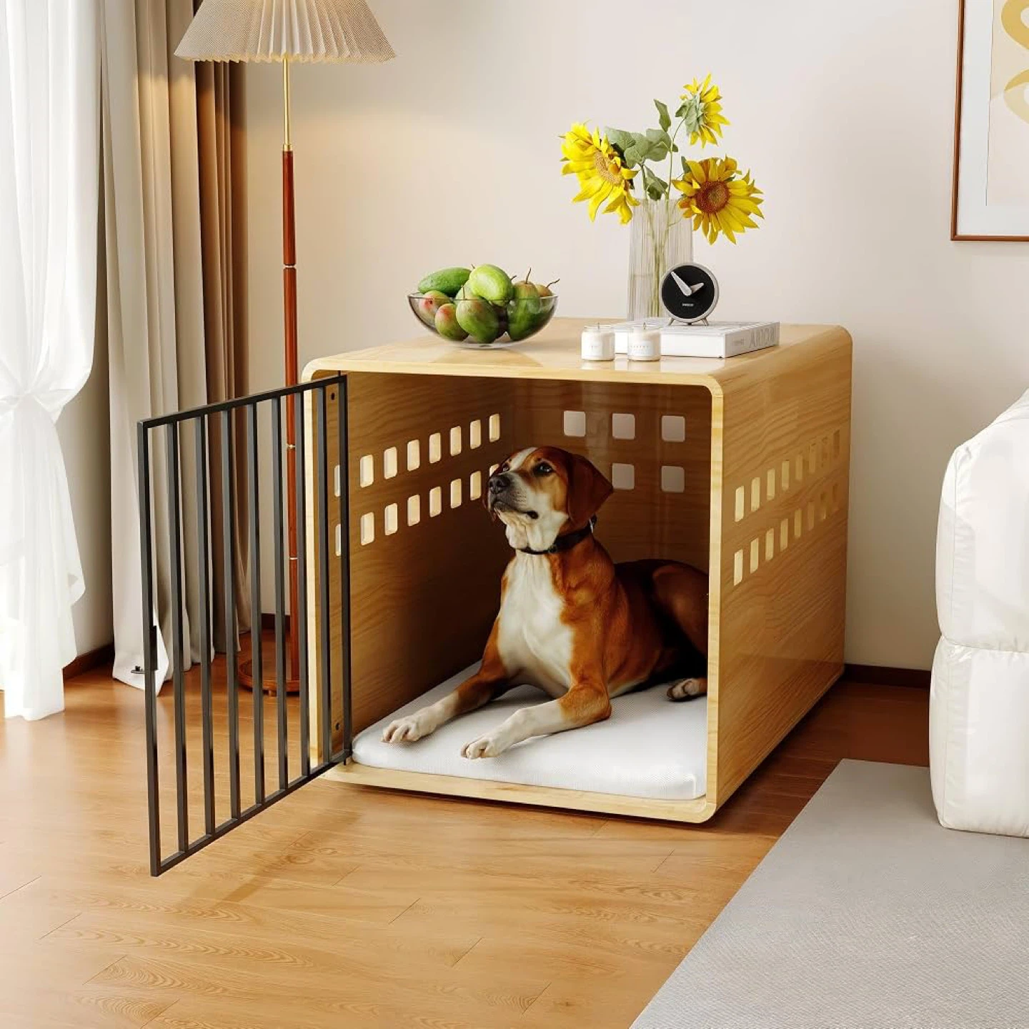 Timechee Wooden Furniture Dog Crate