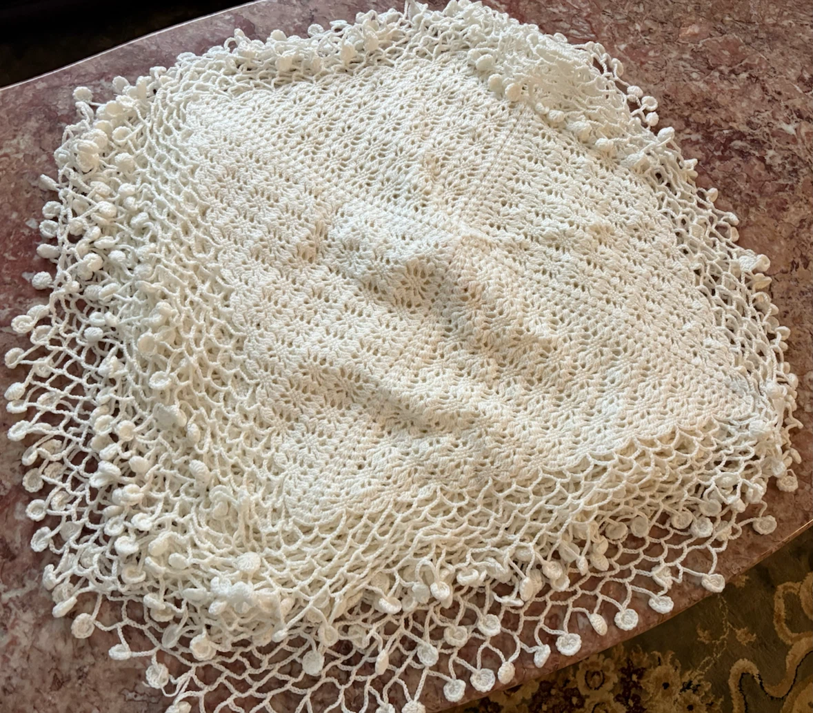 White Crochet Doilies and Table Runner