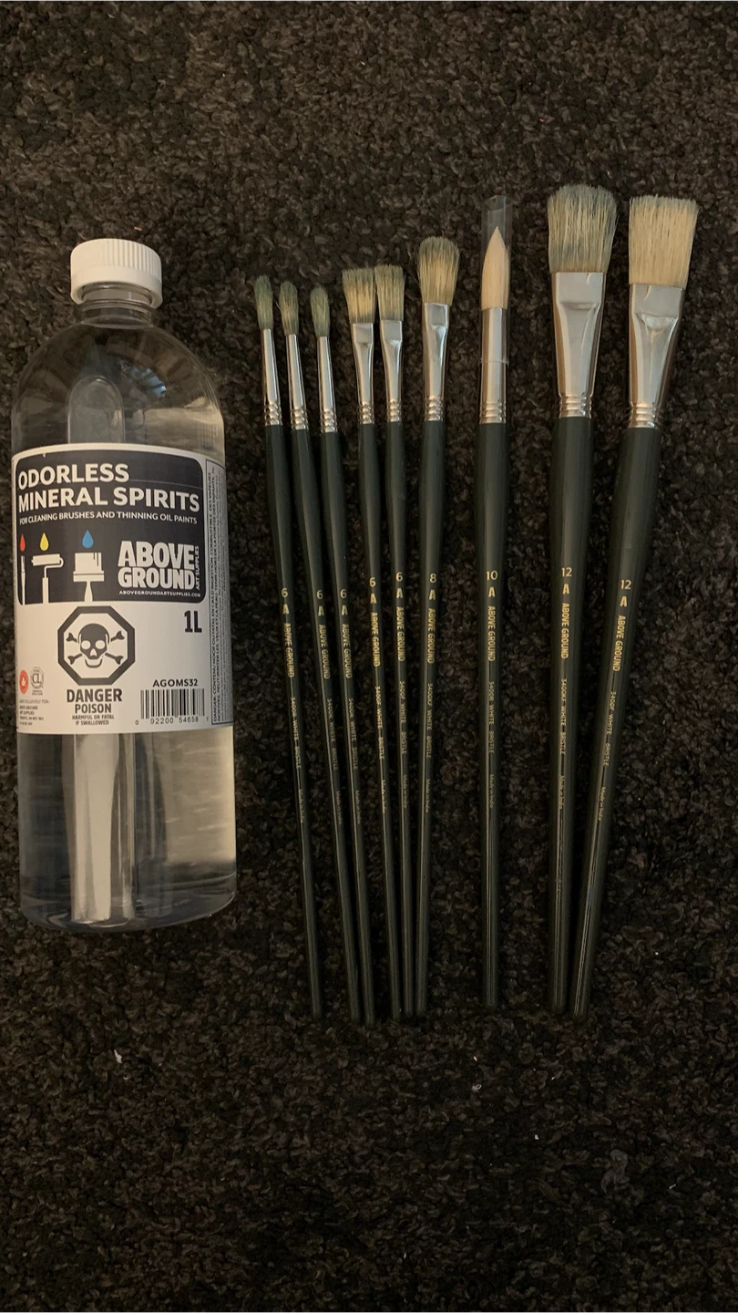 Odorless Mineral Spirits + 8 Artist Brushes