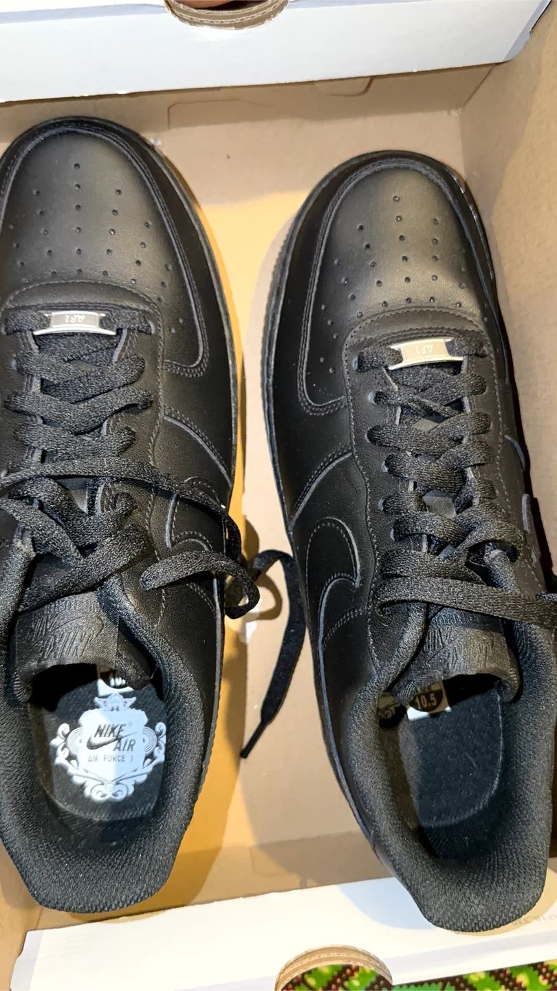 Nike Air Force 1 Black Leather Sneakers - photo 2