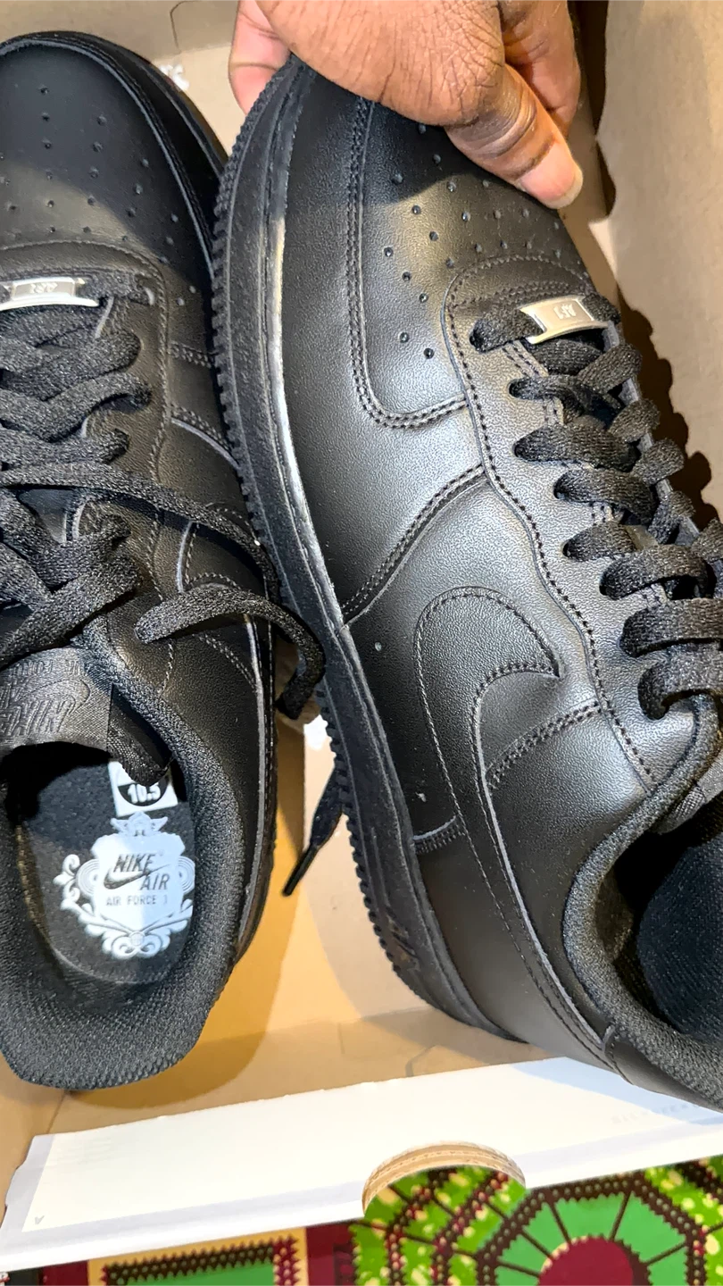 Nike Air Force 1 Black Leather Sneakers - photo 3