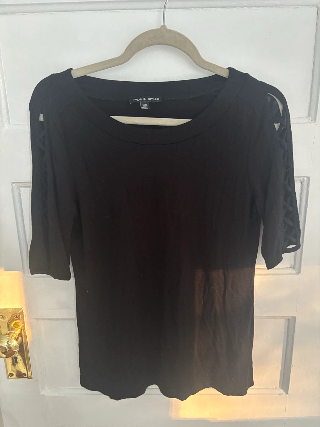 Black Lattice Sleeve Top - coup & gauge - Size M - photo 3