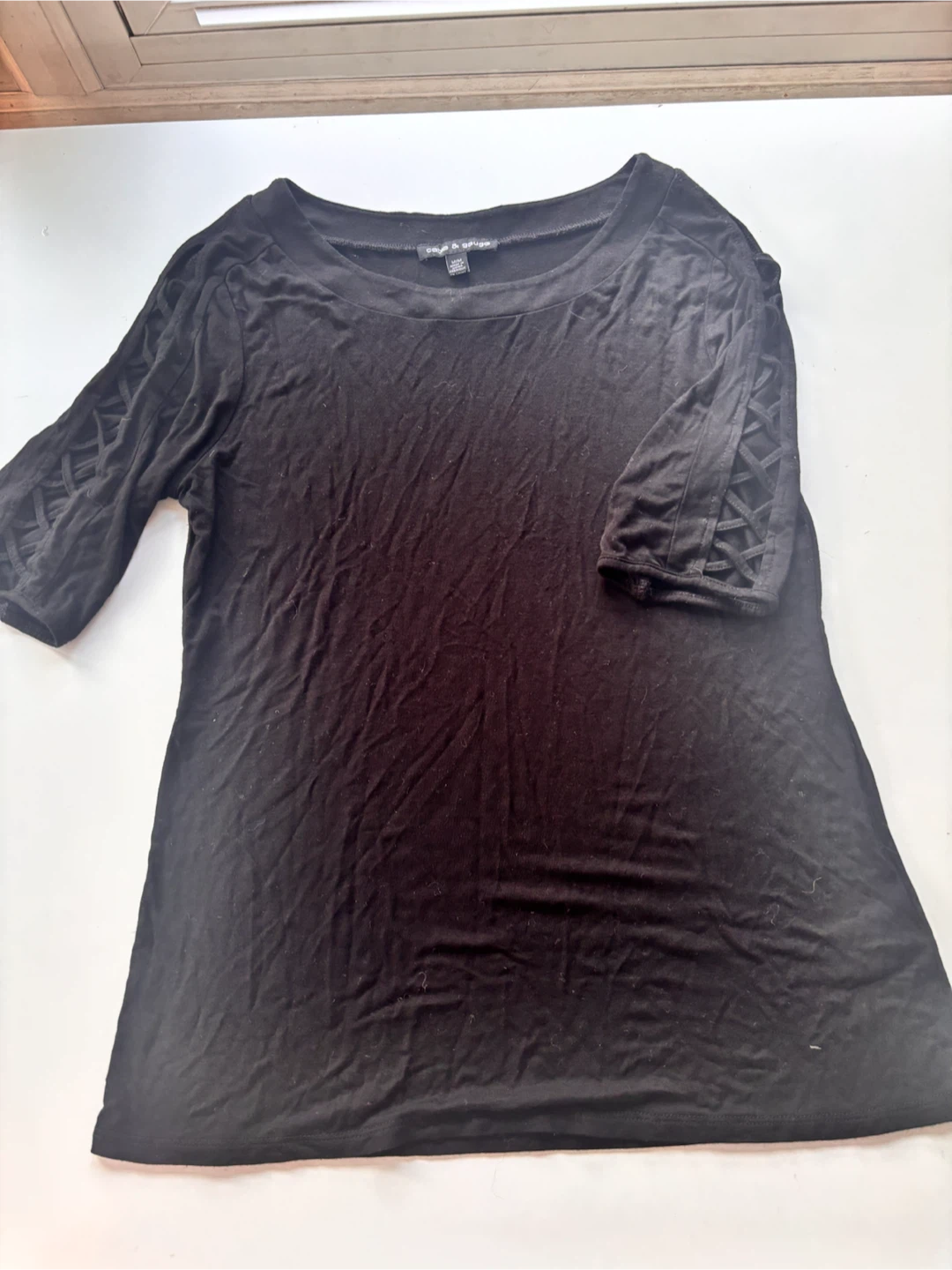 Black Lattice Sleeve Top - coup & gauge - Size M - photo 4