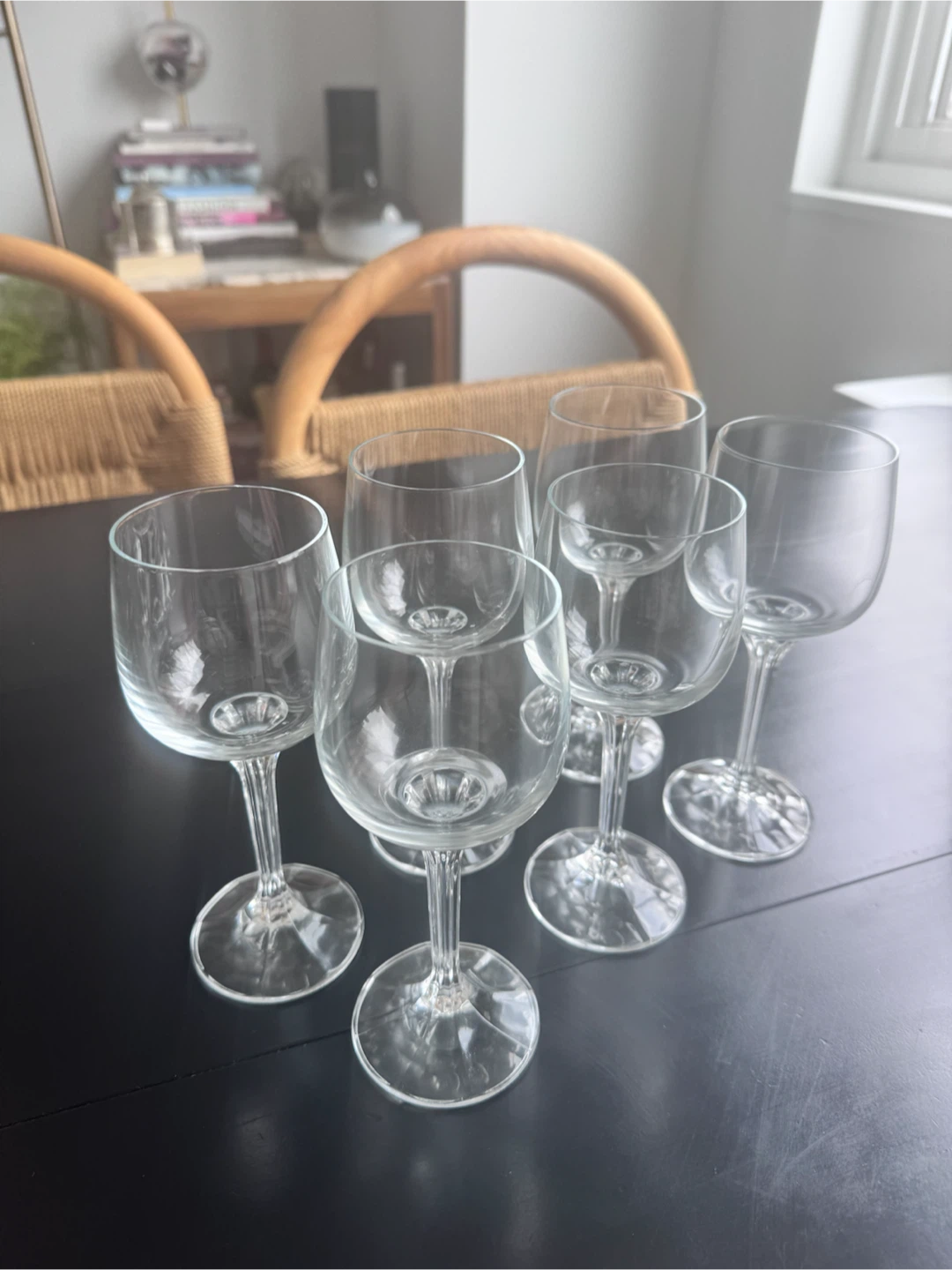 Set of 6 crystal wine glasses