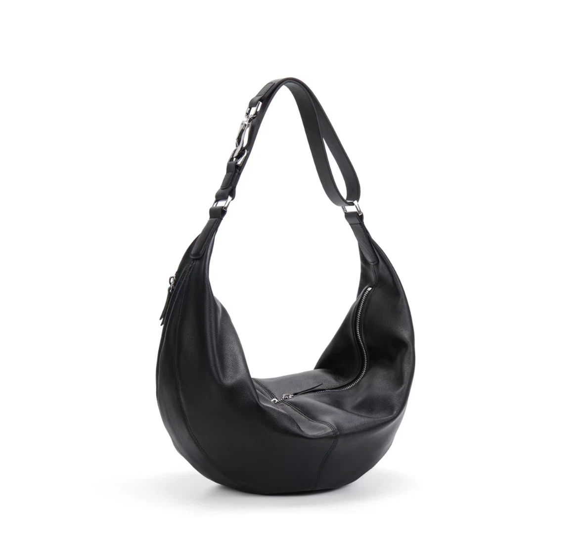 Black Leather Hobo Handbag