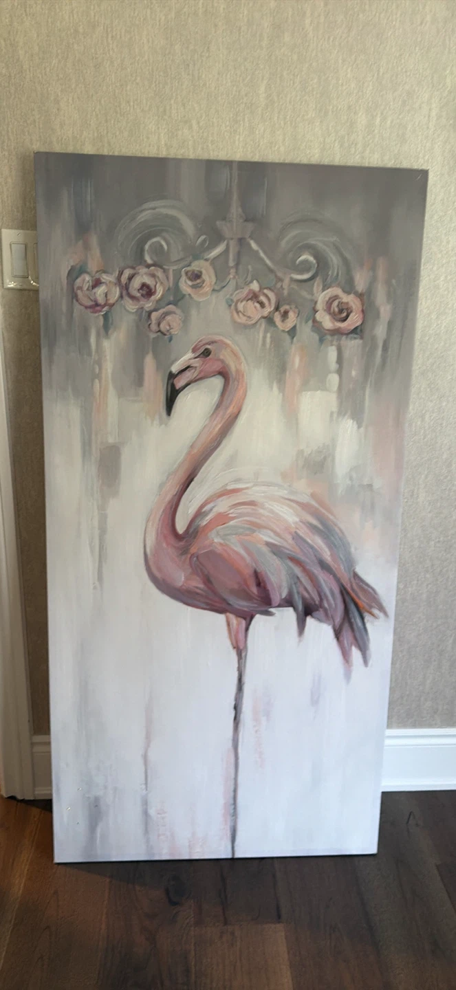 Flamingo and Roses Canvas Wall Art - photo 2