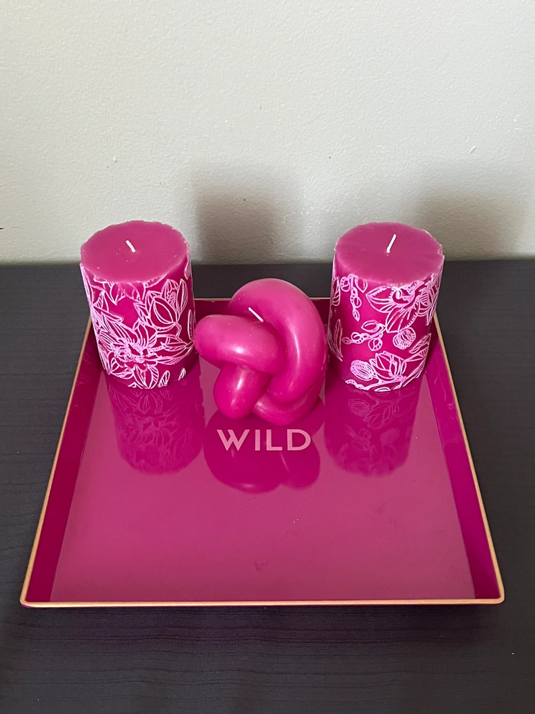 Pink Decorative Tray with Candles