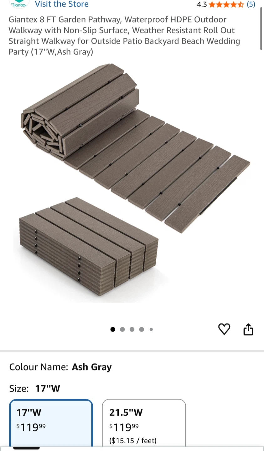 Giantex 8 FT Garden Pathway - Ash Gray