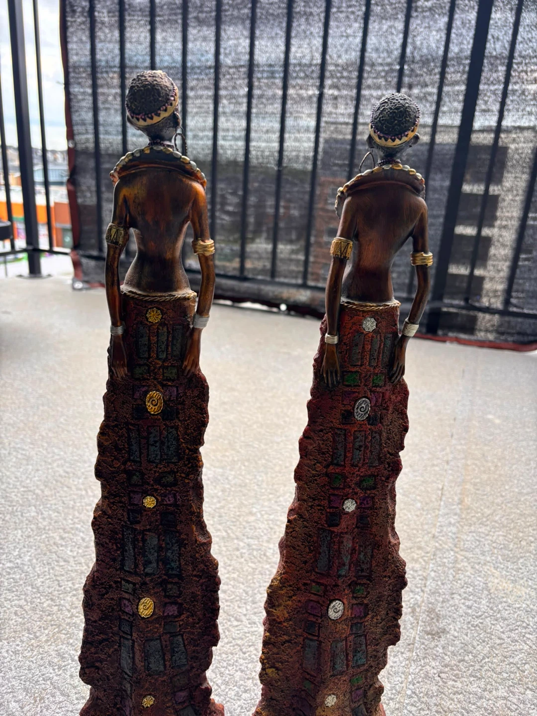 Set of 2 African Woman Decorative Statues