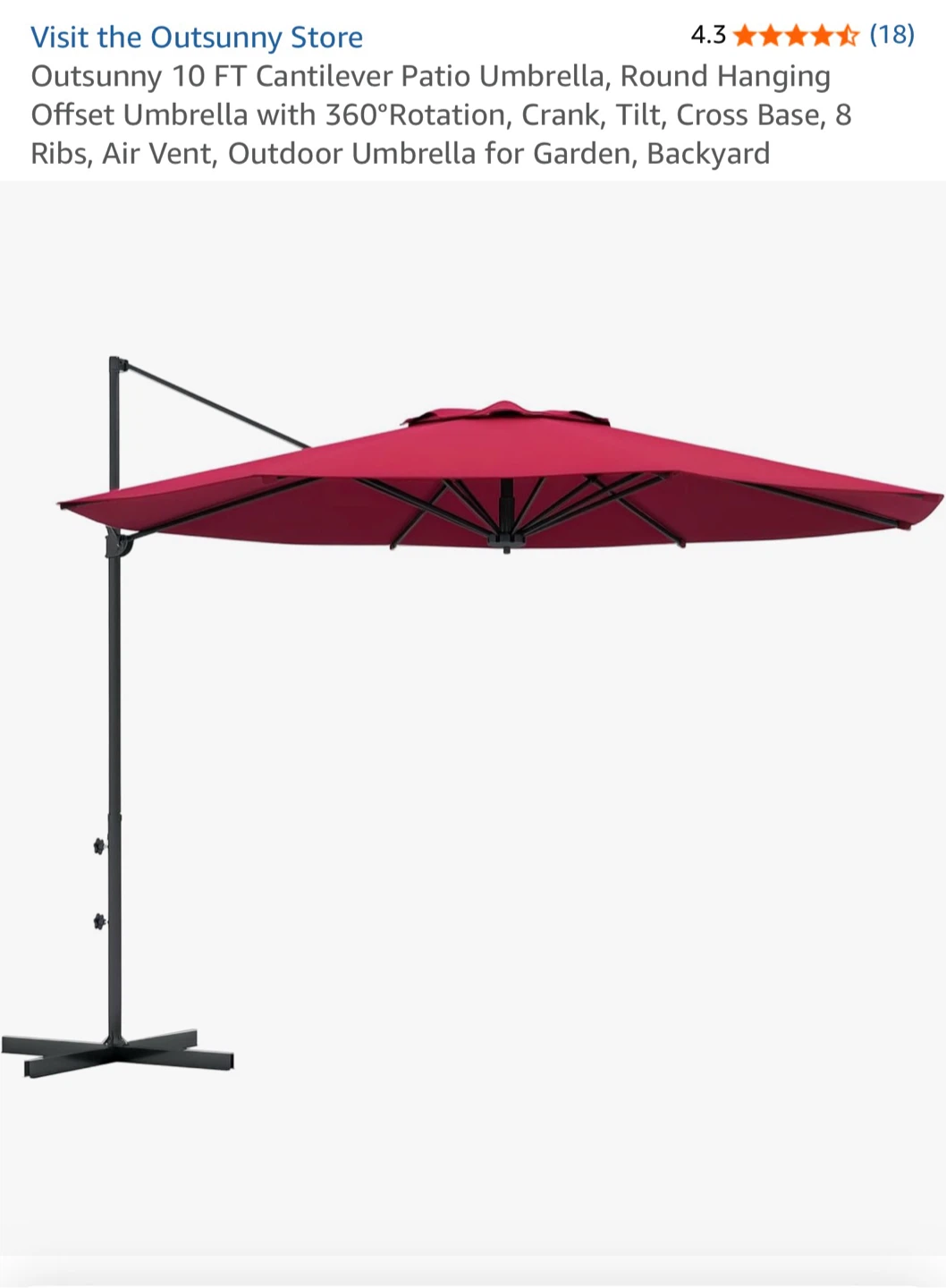 Outsunny 10 FT Cantilever Patio Umbrella - photo 2