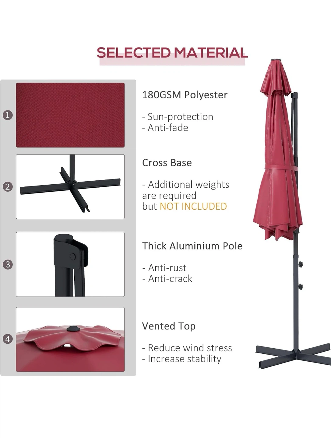 Outsunny 10 FT Cantilever Patio Umbrella - photo 3