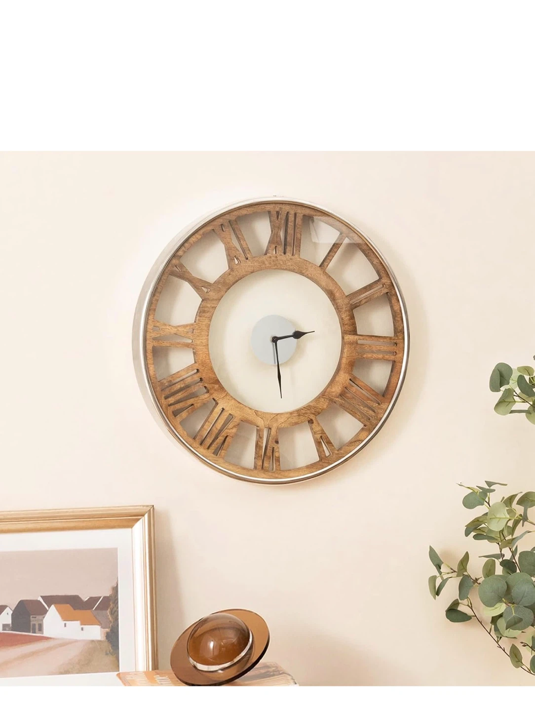 Goplus 16 Inch Wooden Roman Numeral Wall Clock