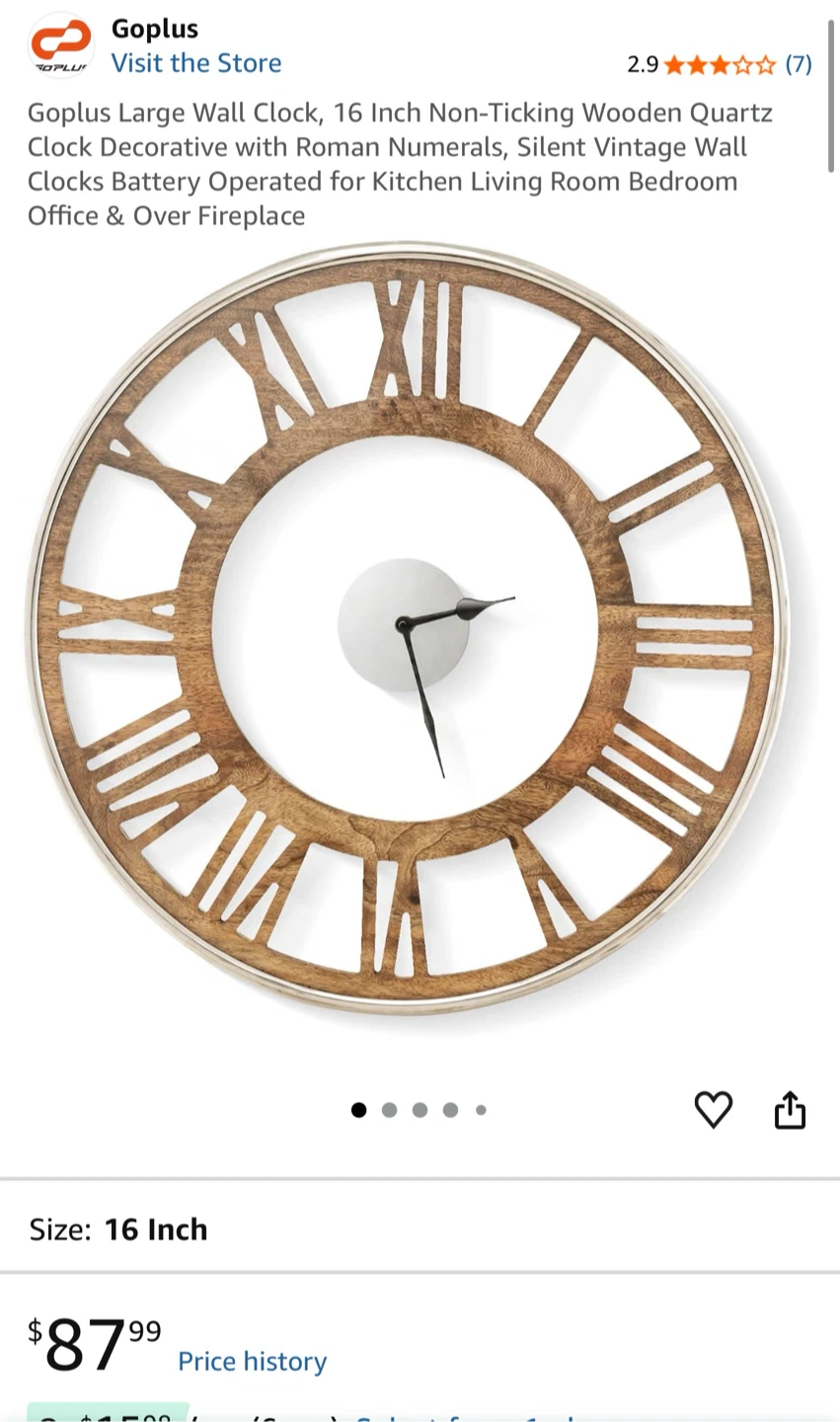 Goplus 16 Inch Wooden Roman Numeral Wall Clock - photo 2