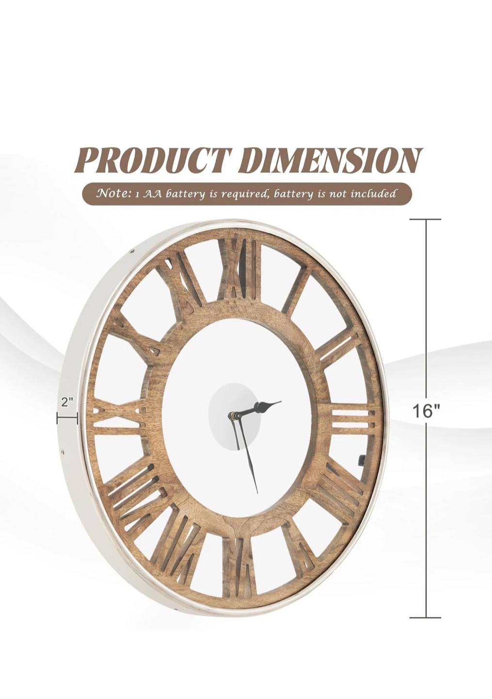 Goplus 16 Inch Wooden Roman Numeral Wall Clock - photo 3