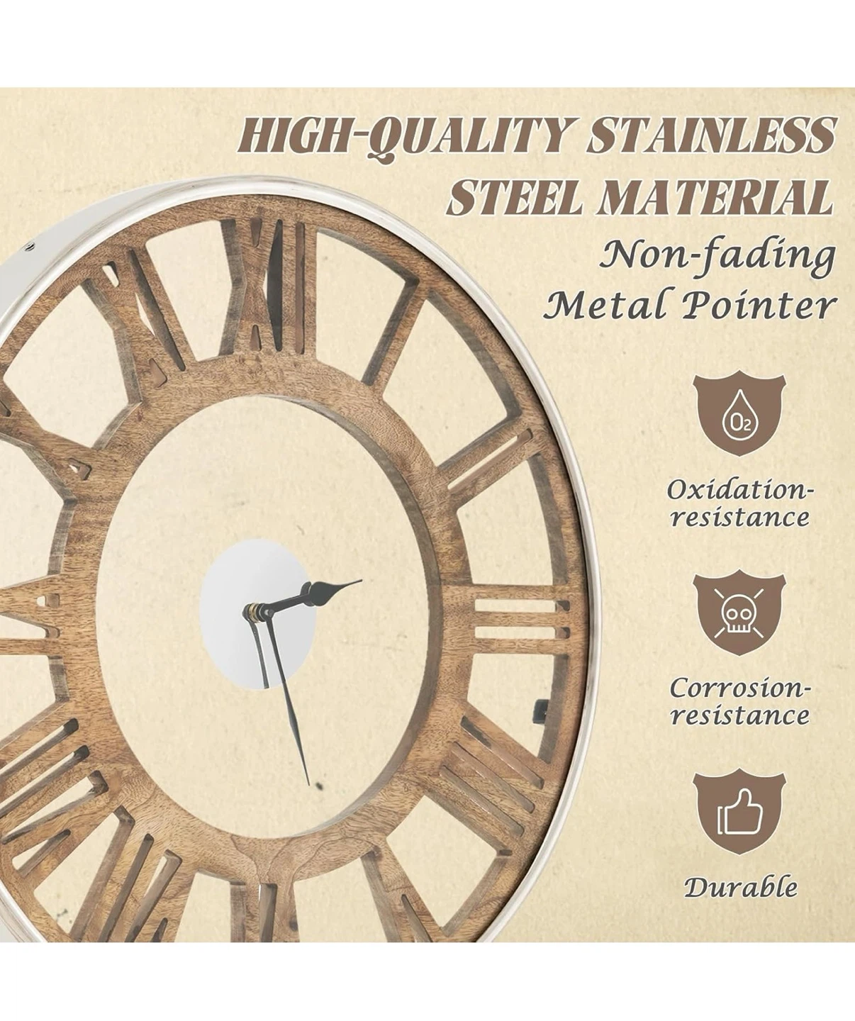 Goplus 16 Inch Wooden Roman Numeral Wall Clock - photo 4