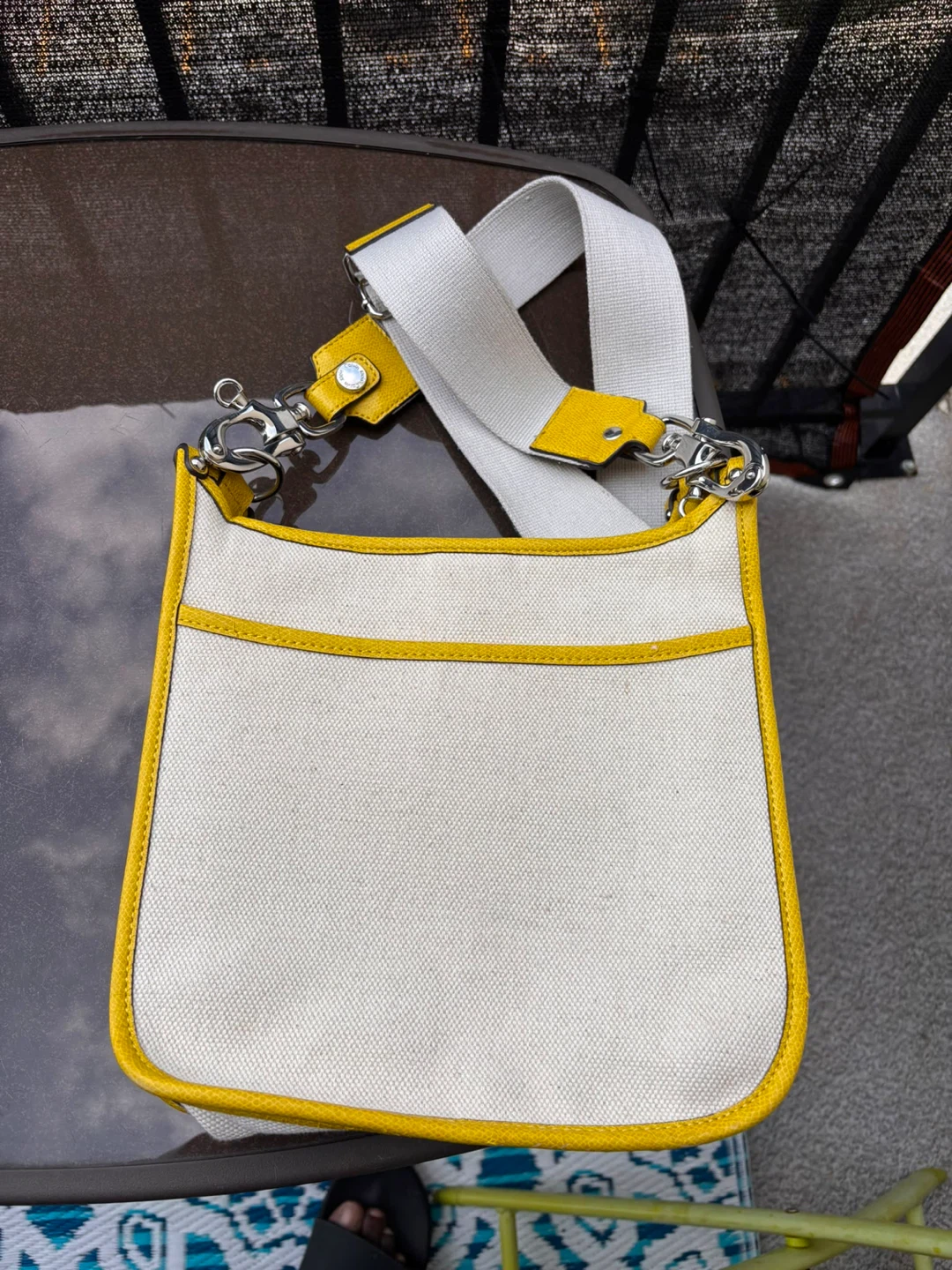 White and Yellow Canvas Crossbody Bag - photo 2