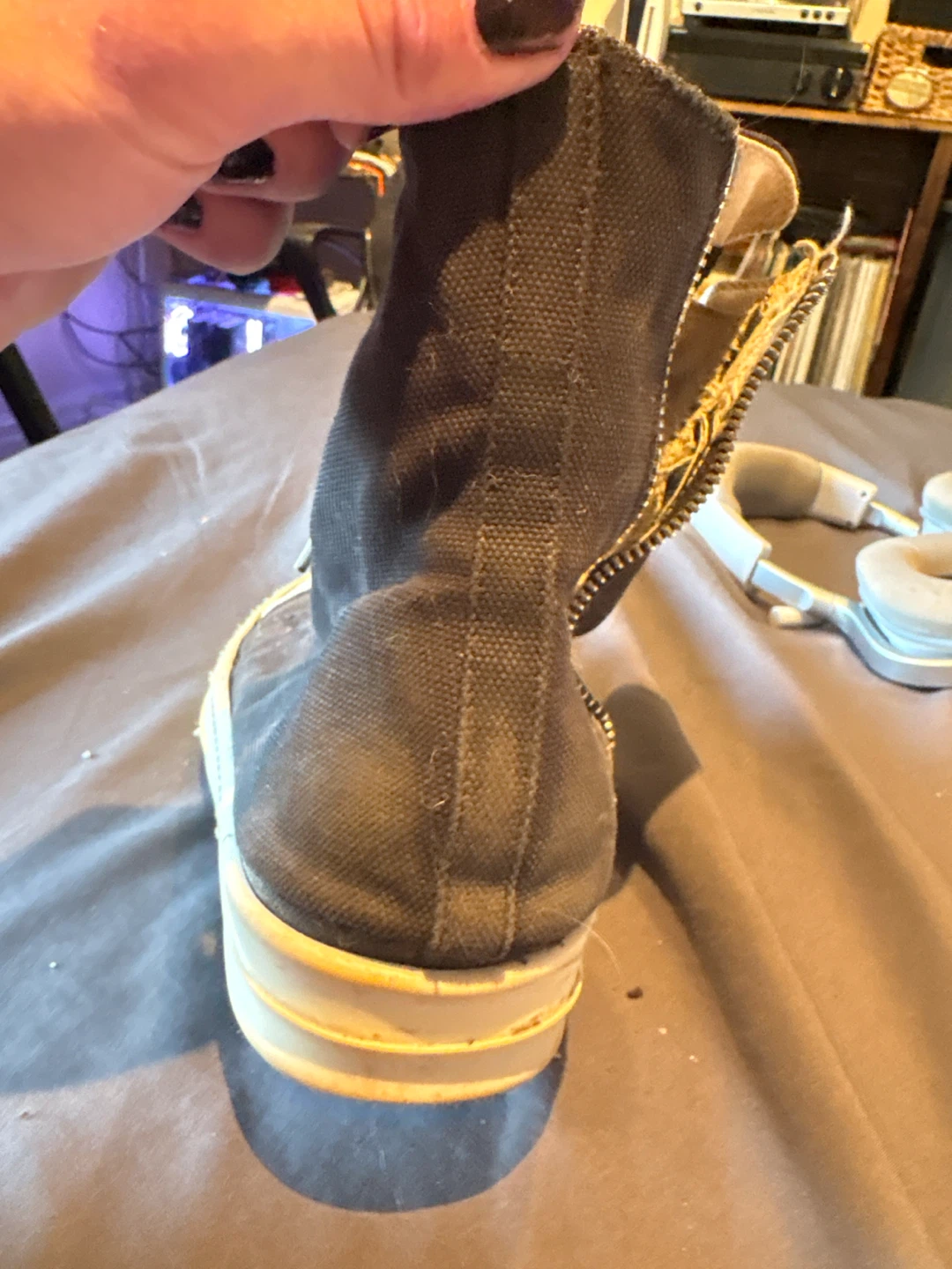 Rick Owens Canvas High-Top Sneakers