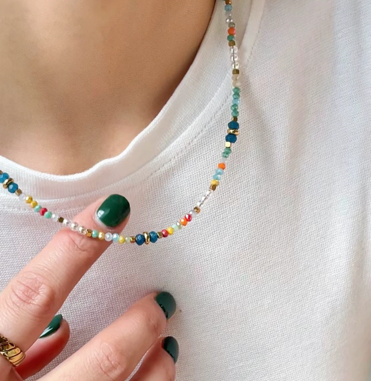 Bewerd. Beaded Heart Charm Necklace