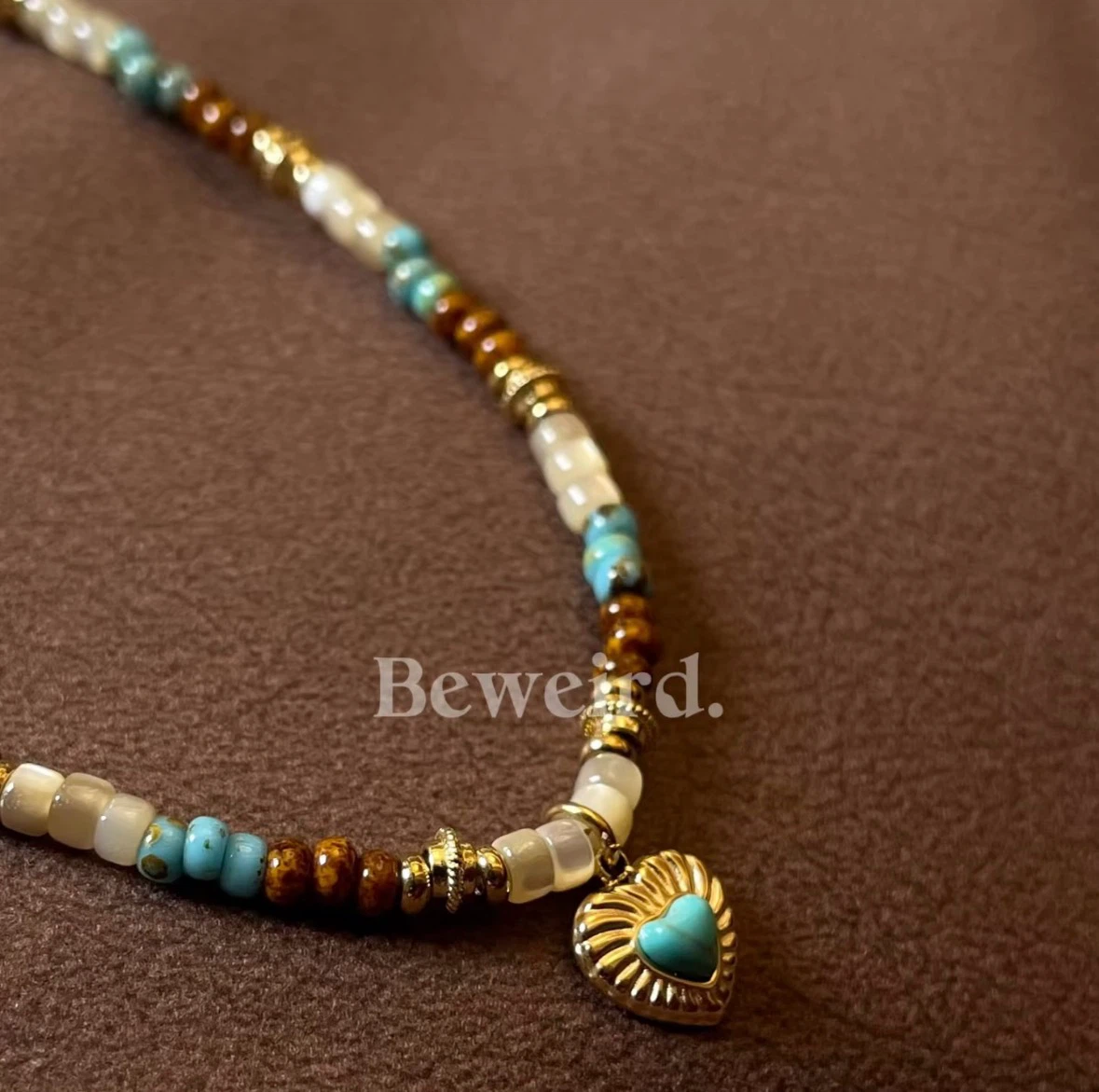 Bewerd. Beaded Heart Charm Necklace - photo 3