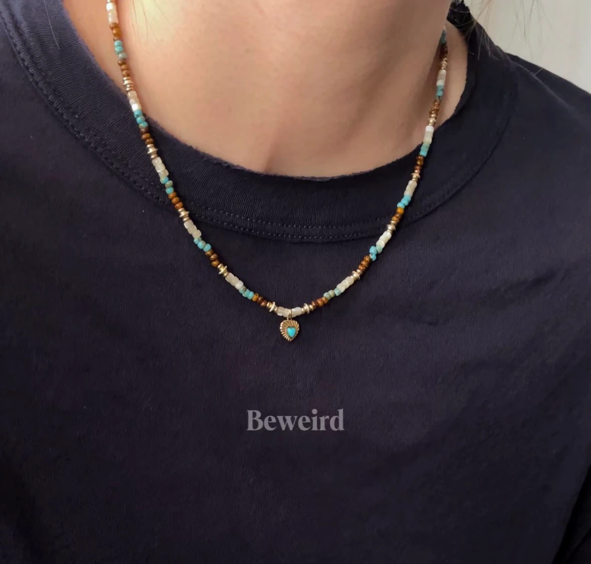 Bewerd. Beaded Heart Charm Necklace - photo 4
