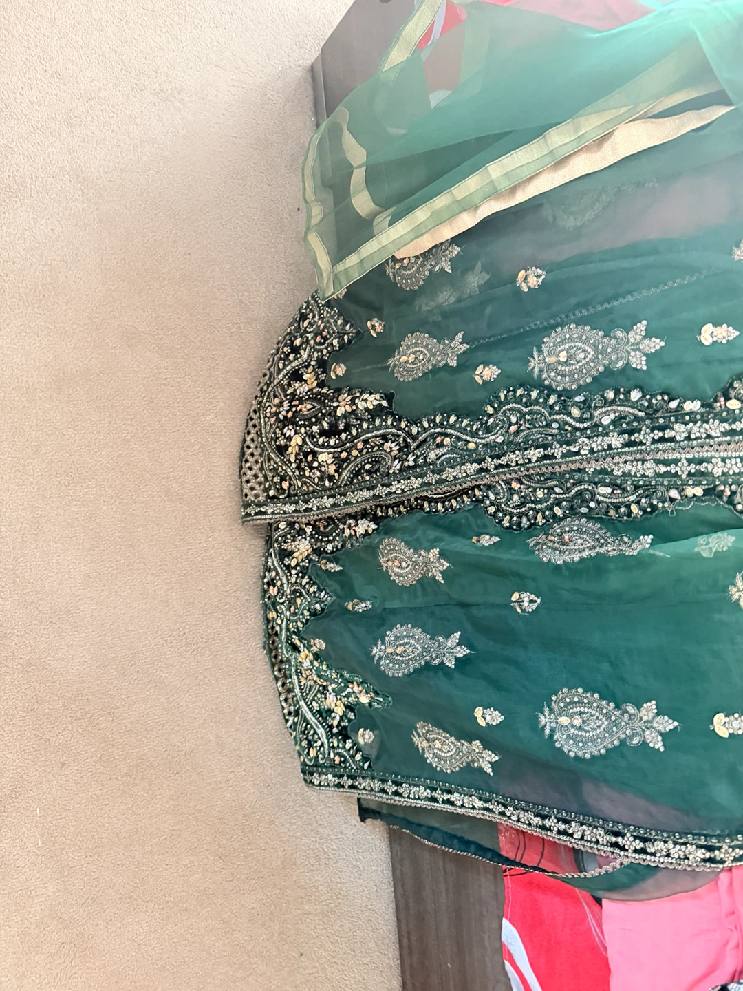 Emerald Green Embroidered Outfit with Dupatta