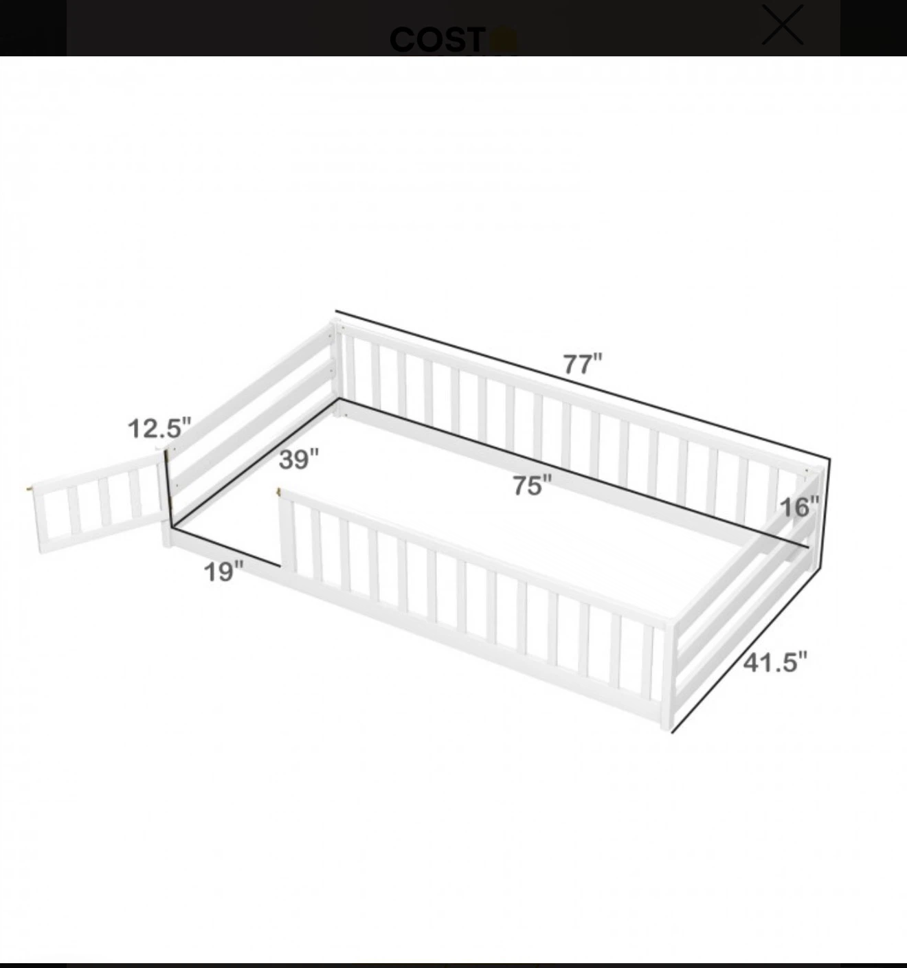 White Toddler Bed with Rails - photo 3