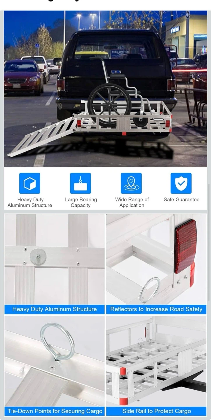 Goplus Hitch Mounted Cargo Carrier with Ramp 50"x30" - photo 3
