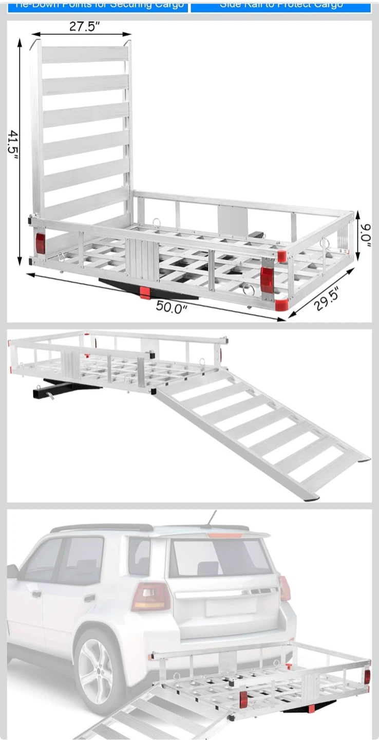 Goplus Hitch Mounted Cargo Carrier with Ramp 50"x30" - photo 4