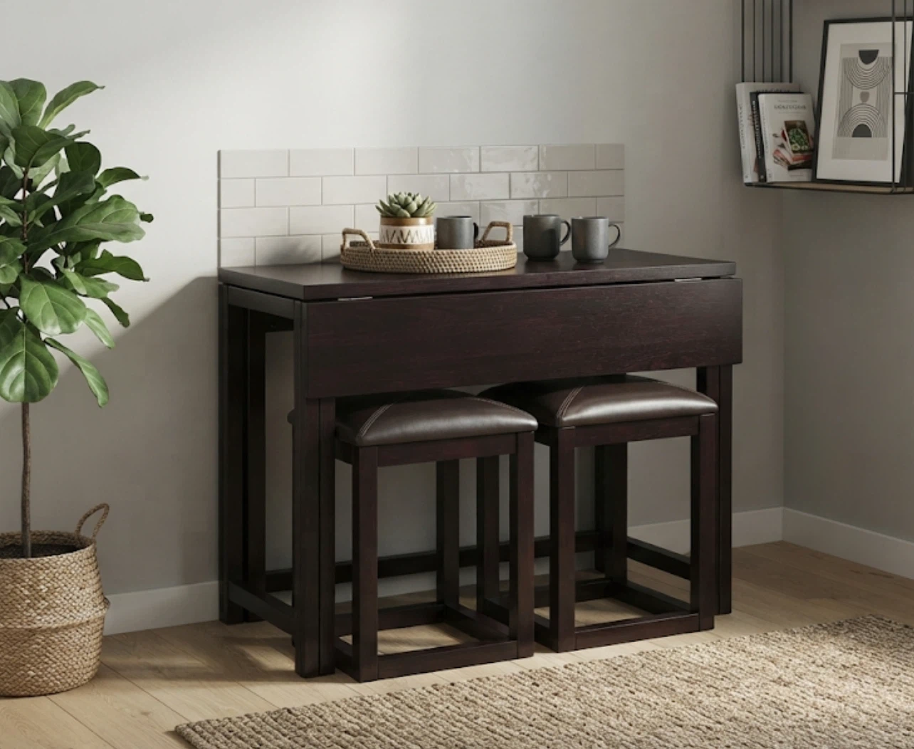 Drop Leaf Counter Height Dining Set with 2 Stools