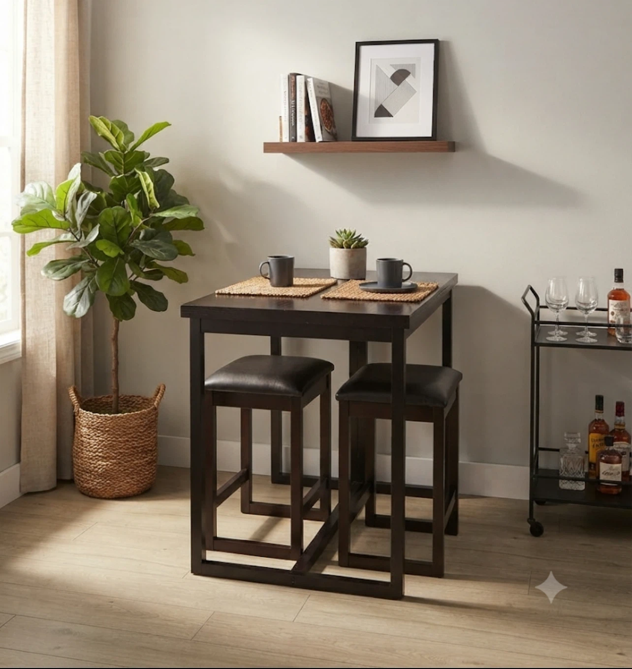 Drop Leaf Counter Height Dining Set with 2 Stools - photo 2
