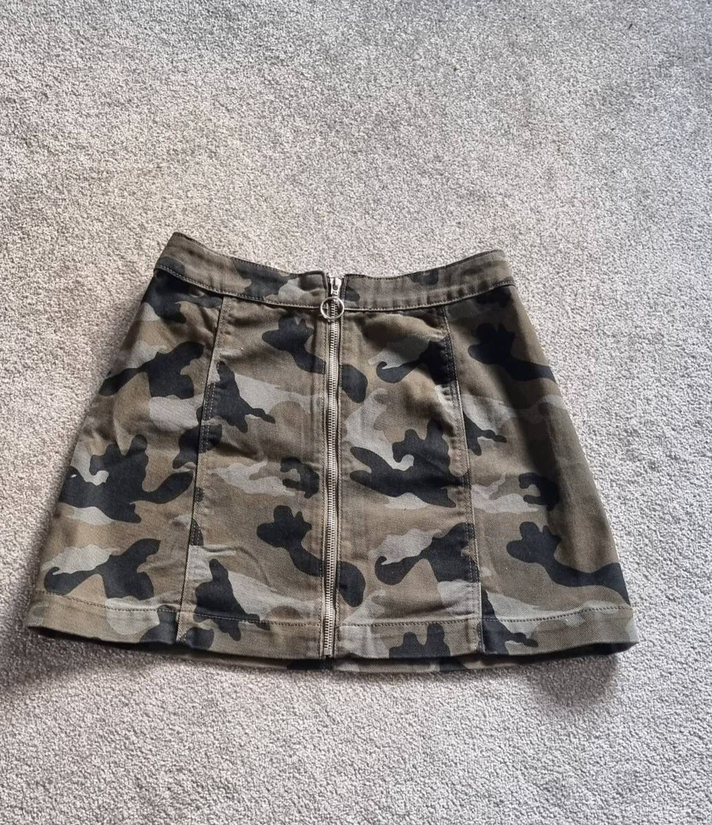 H&M Khaki Military Denim Skirt – Size 8 (M) - photo 5