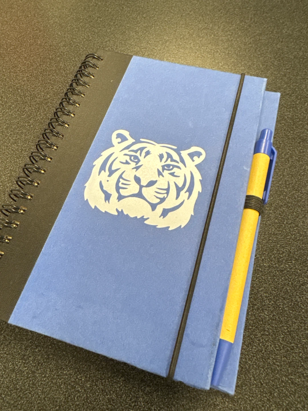 Blue Notebook with Tiger Design and Pen
