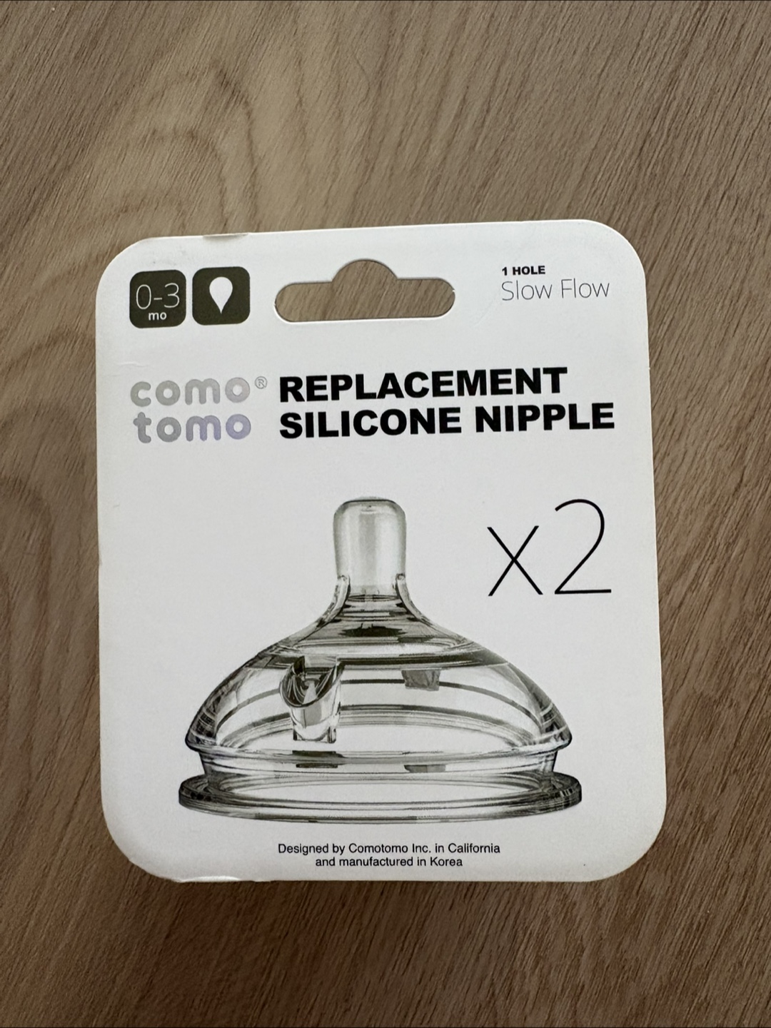 Comotomo Replacement Silicone Nipple 0-3 Months Slow Flow