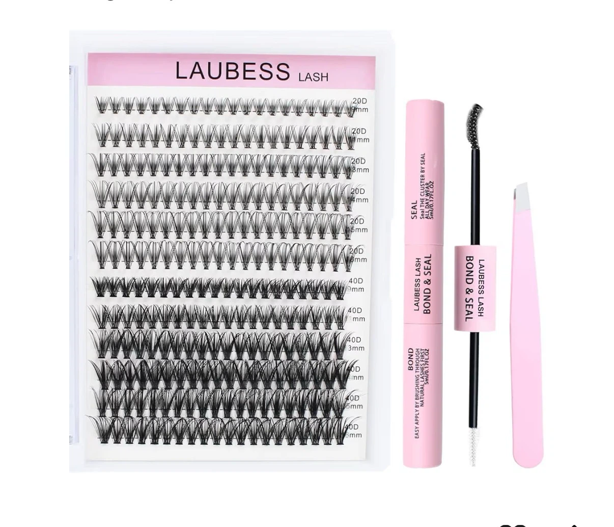 LAUBESS LASH Cluster Lashes Bond & Seal Kit with Tweezers