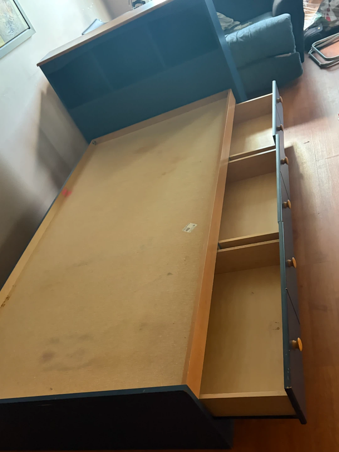 Twin Bed Frame with Storage Drawers and Headboard