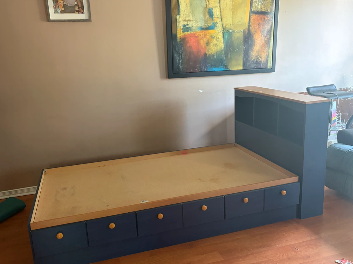 Twin Bed Frame with Storage Drawers and Headboard - photo 3