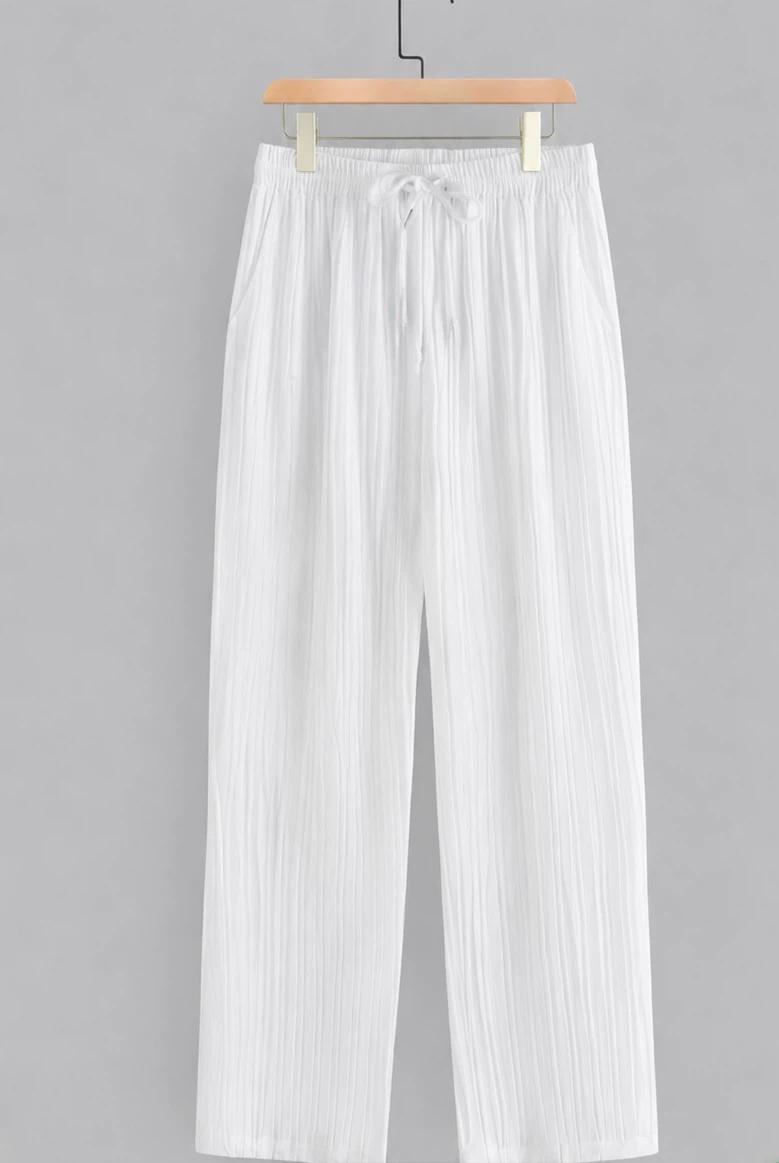 White Pleated Wide Leg Pants Size XXL