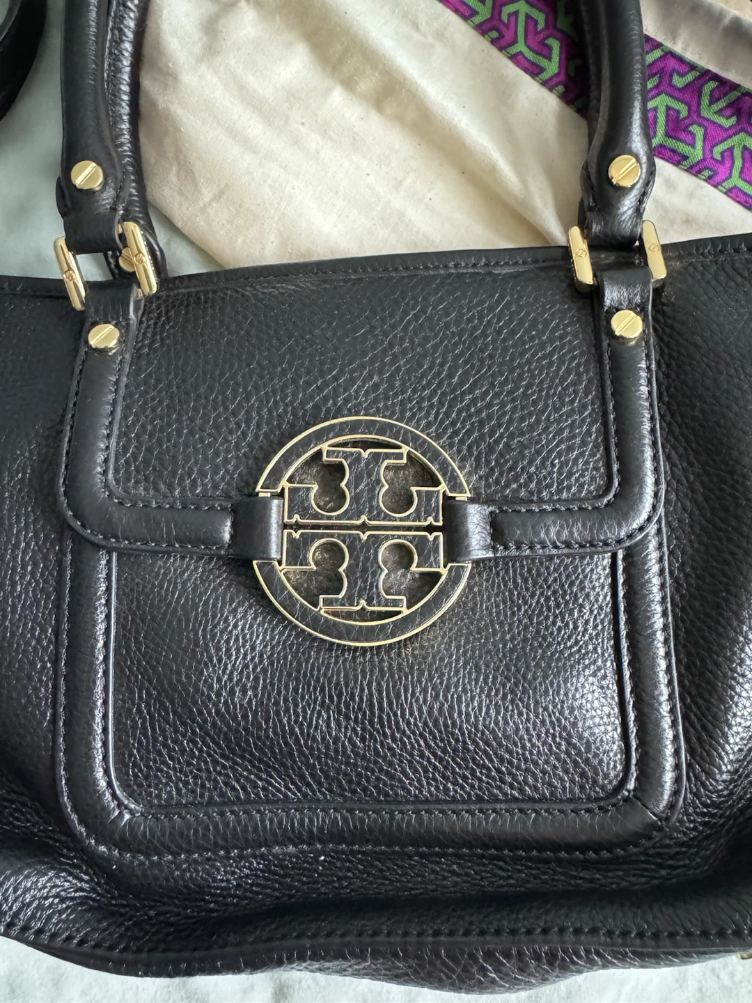 Tory Burch Black Leather Satchel with Gold Hardware - photo 2
