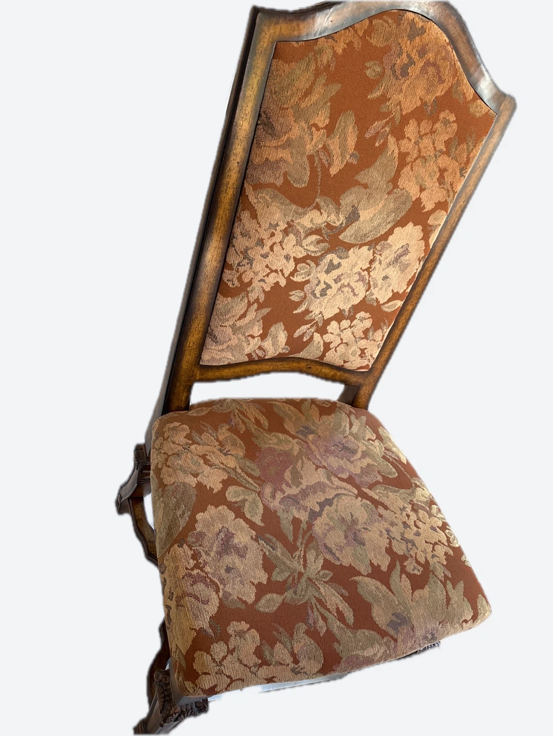 Ornate Dining Chair with Floral Upholstery
