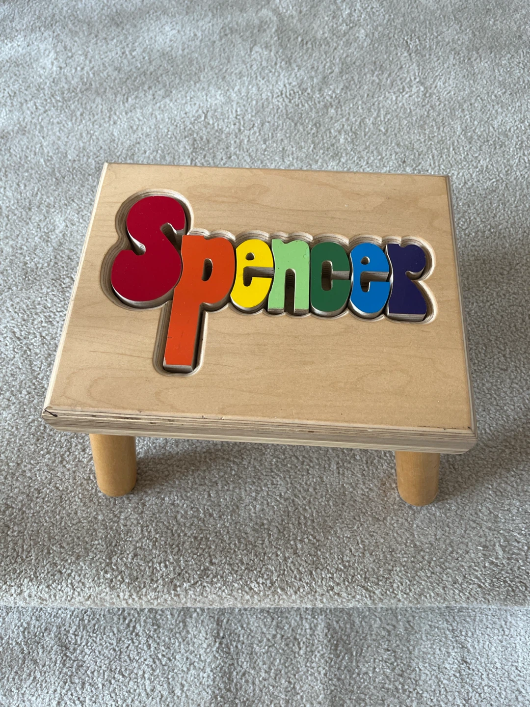 Wooden puzzle Step Stool Personalized Name 'Spencer'