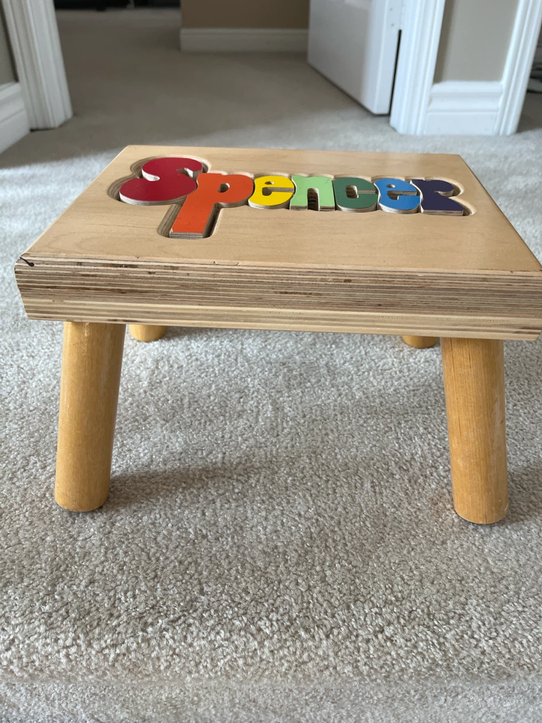 Wooden puzzle Step Stool Personalized Name 'Spencer' - photo 2
