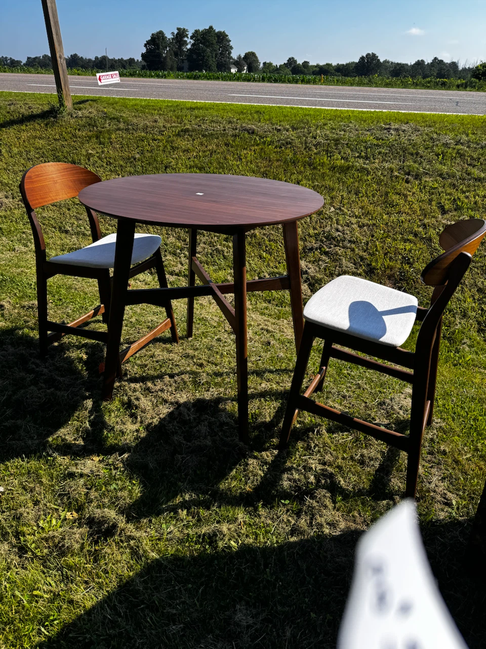 Round Wood Dining Table with 2 Chairs