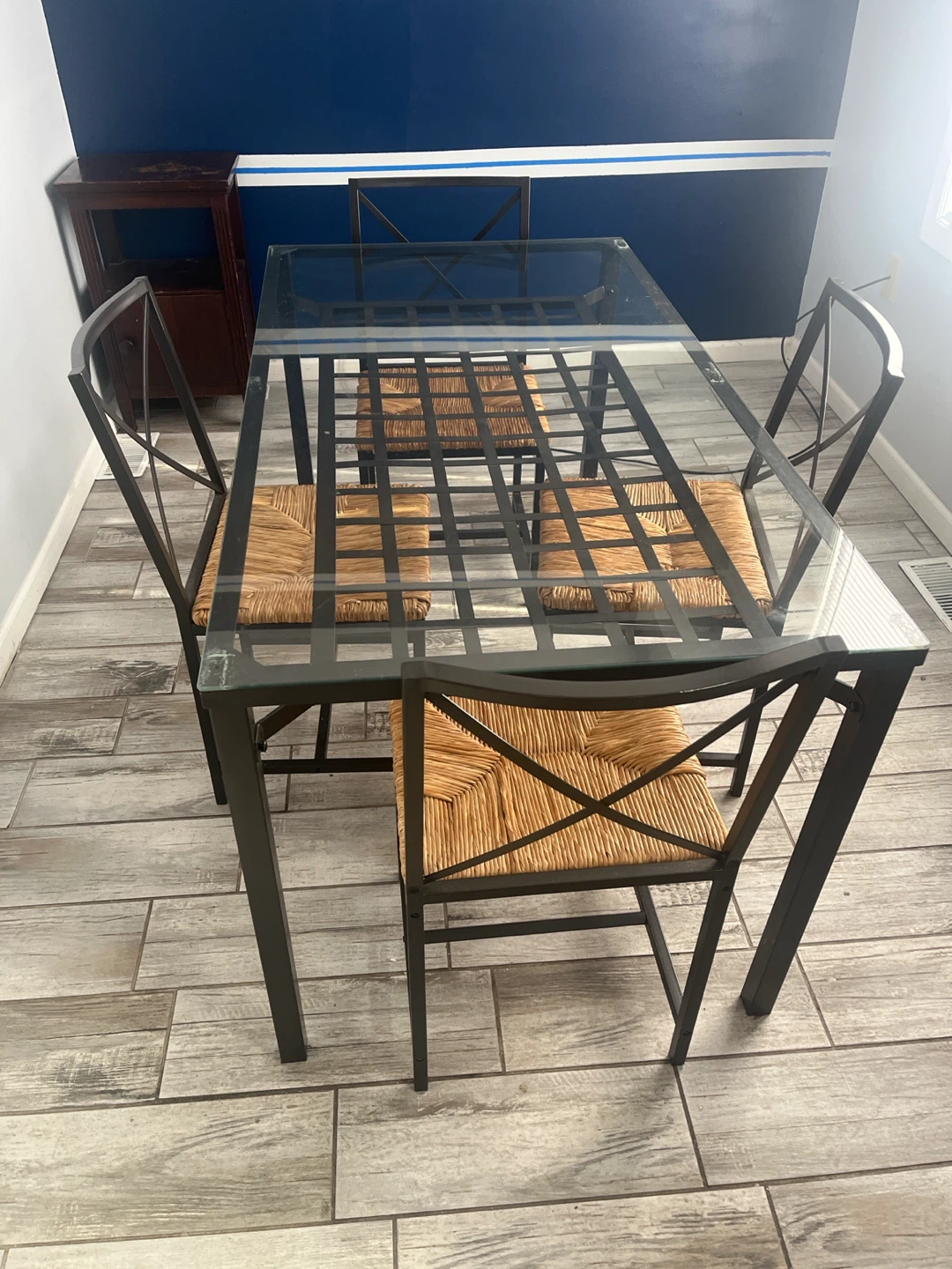 Glass Top Dining Table with 4 Chairs
