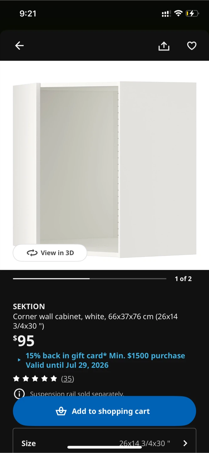 IKEA SEKTION Corner Wall Cabinet - photo 5