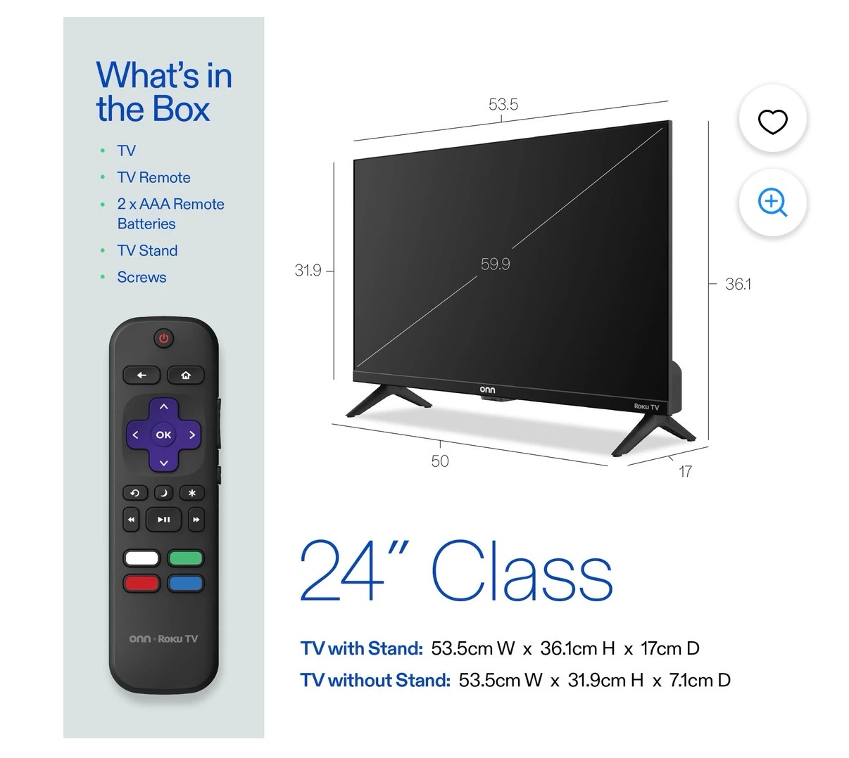 Onn 24” ROKU smart TV - photo 3