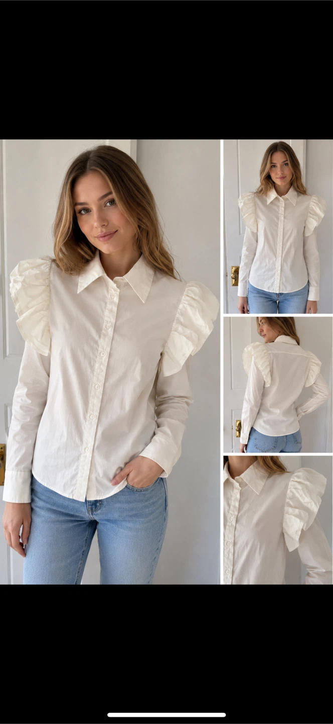 NADA White Puff Sleeve Button-Up Blouse Size 4
