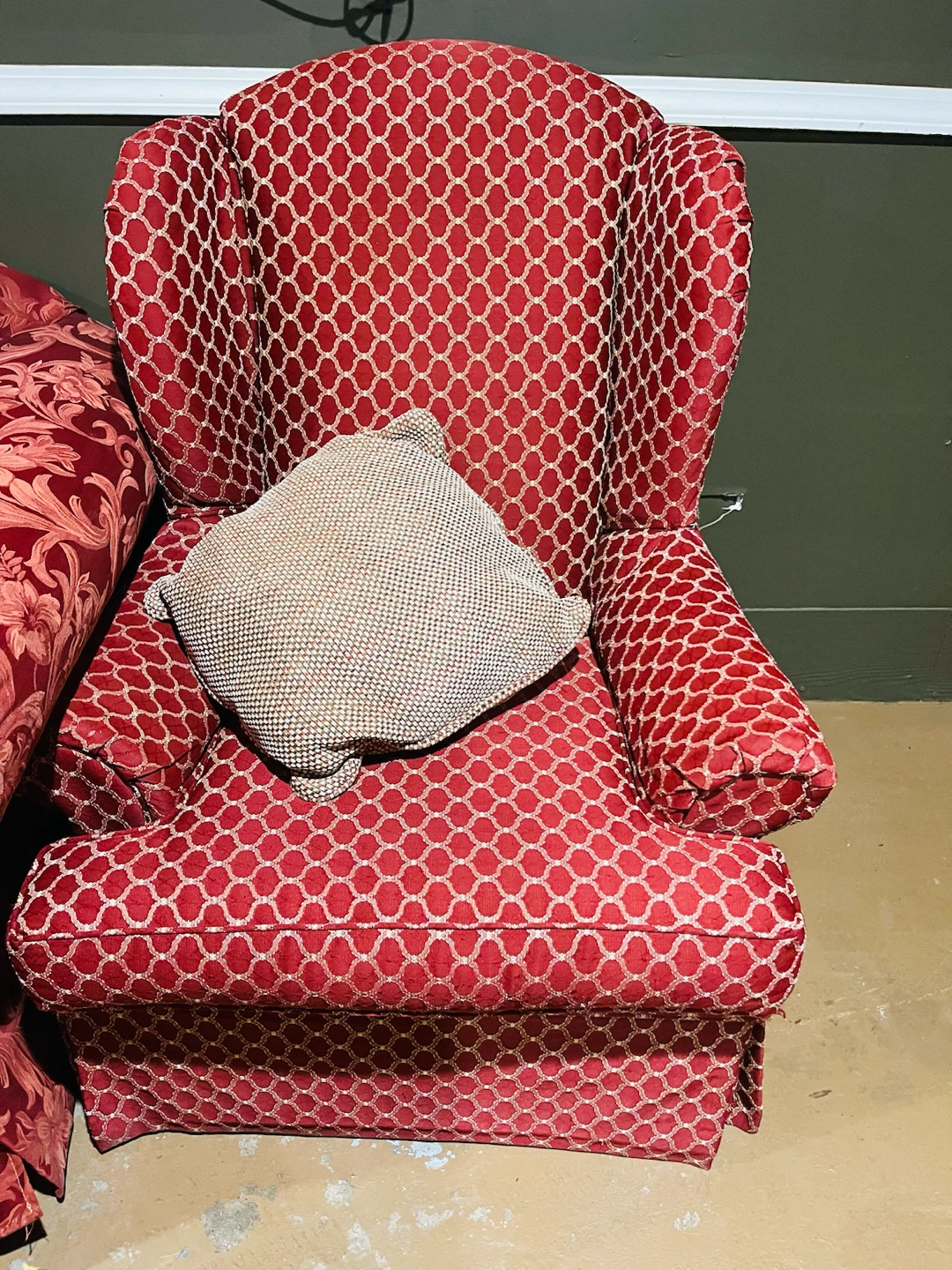 Red Wingback Armchair and love seat - photo 2
