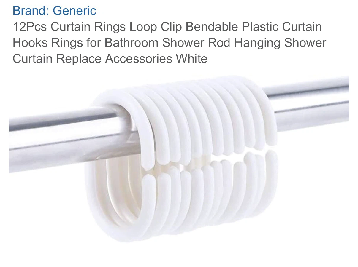 12 Pcs Generic grey Plastic Curtain Rings - photo 2